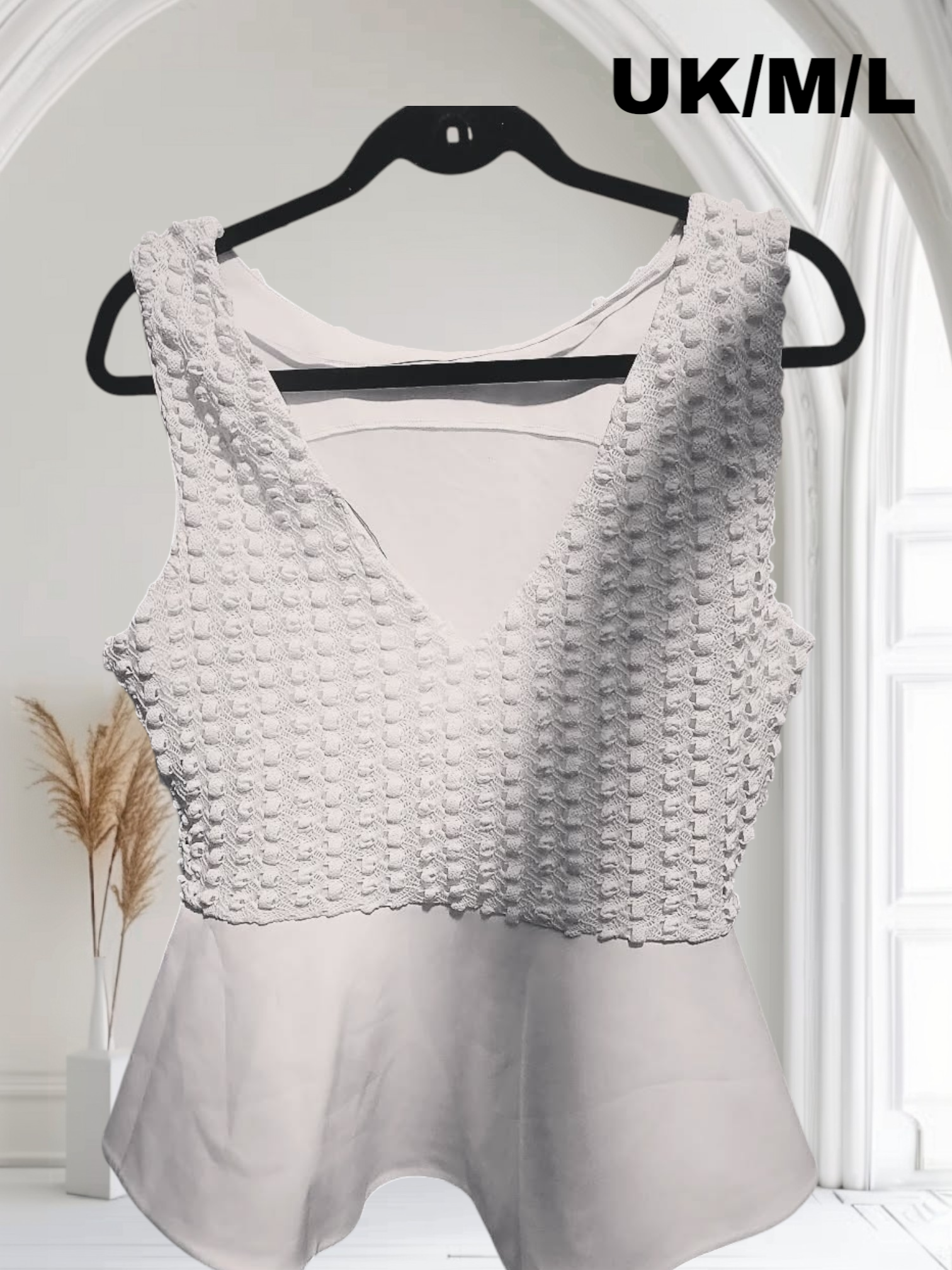 White Zara Peplum Sleeveless Top – UK M/L Ready-to-Wear