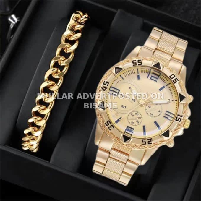 2025 New Model High-end Watch + Bracelet Dating Party Atmospheric watch - Gold