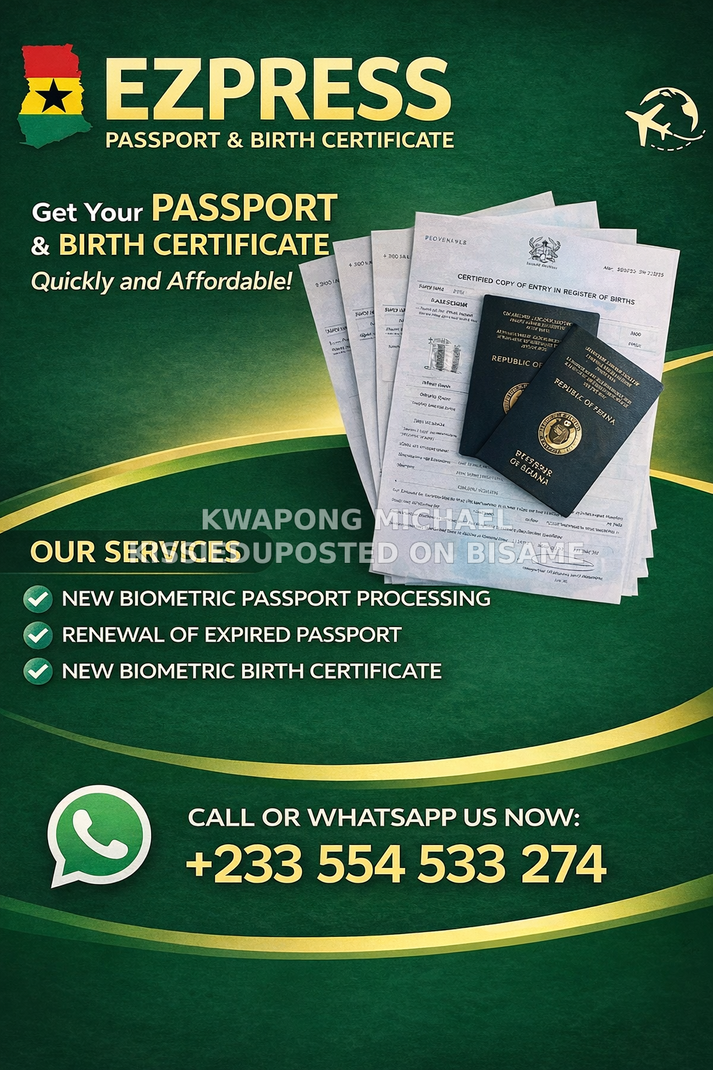 Ezpress Passport and Birth Certificate