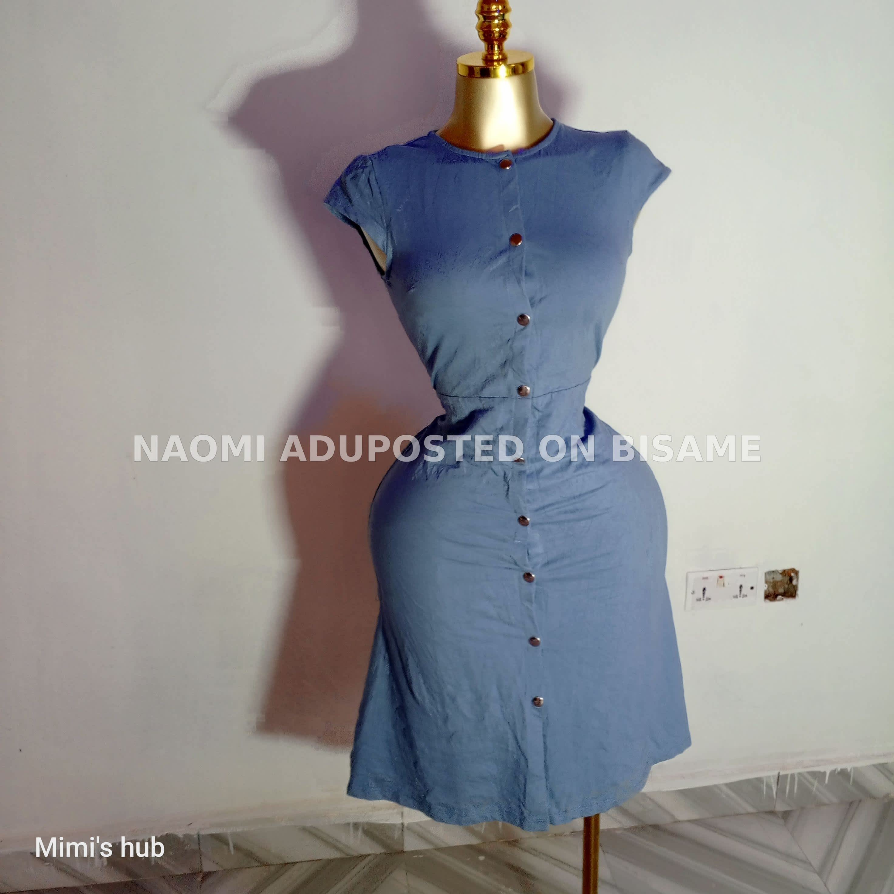 Chic Sky Blue Button-Down Casual Dress