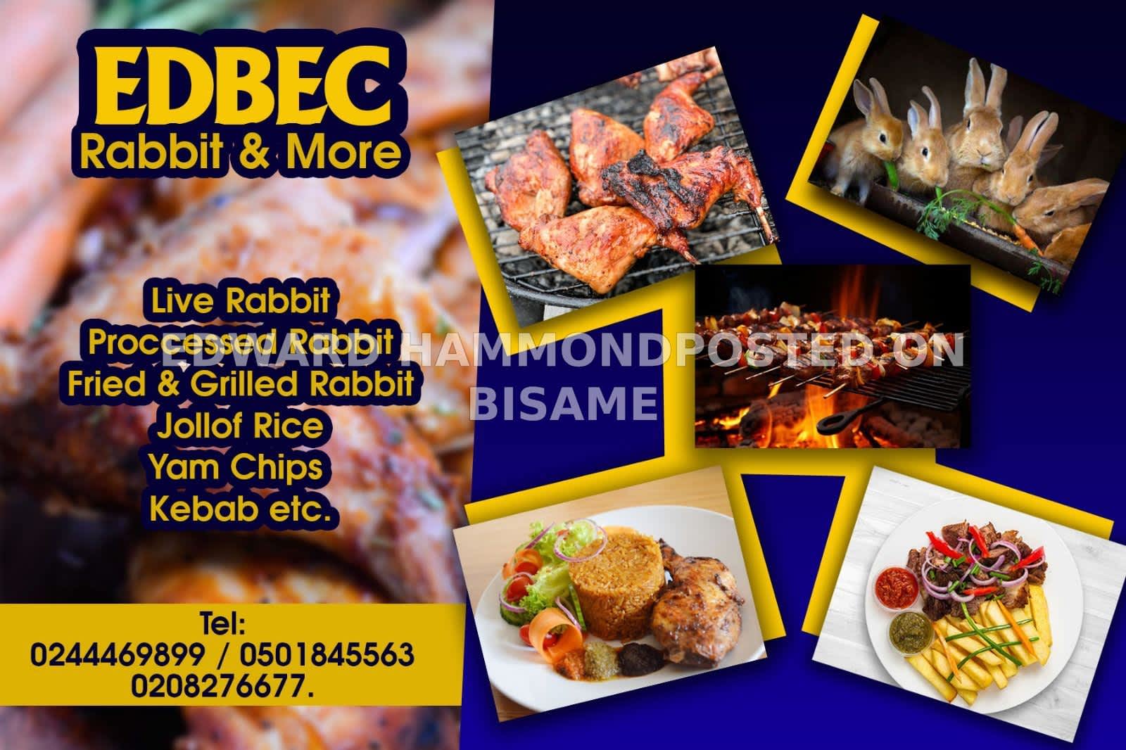 Mashed Potatoes, Jollof Rice with Grilled Rabbit - Live and Processed Rabbit 🐇