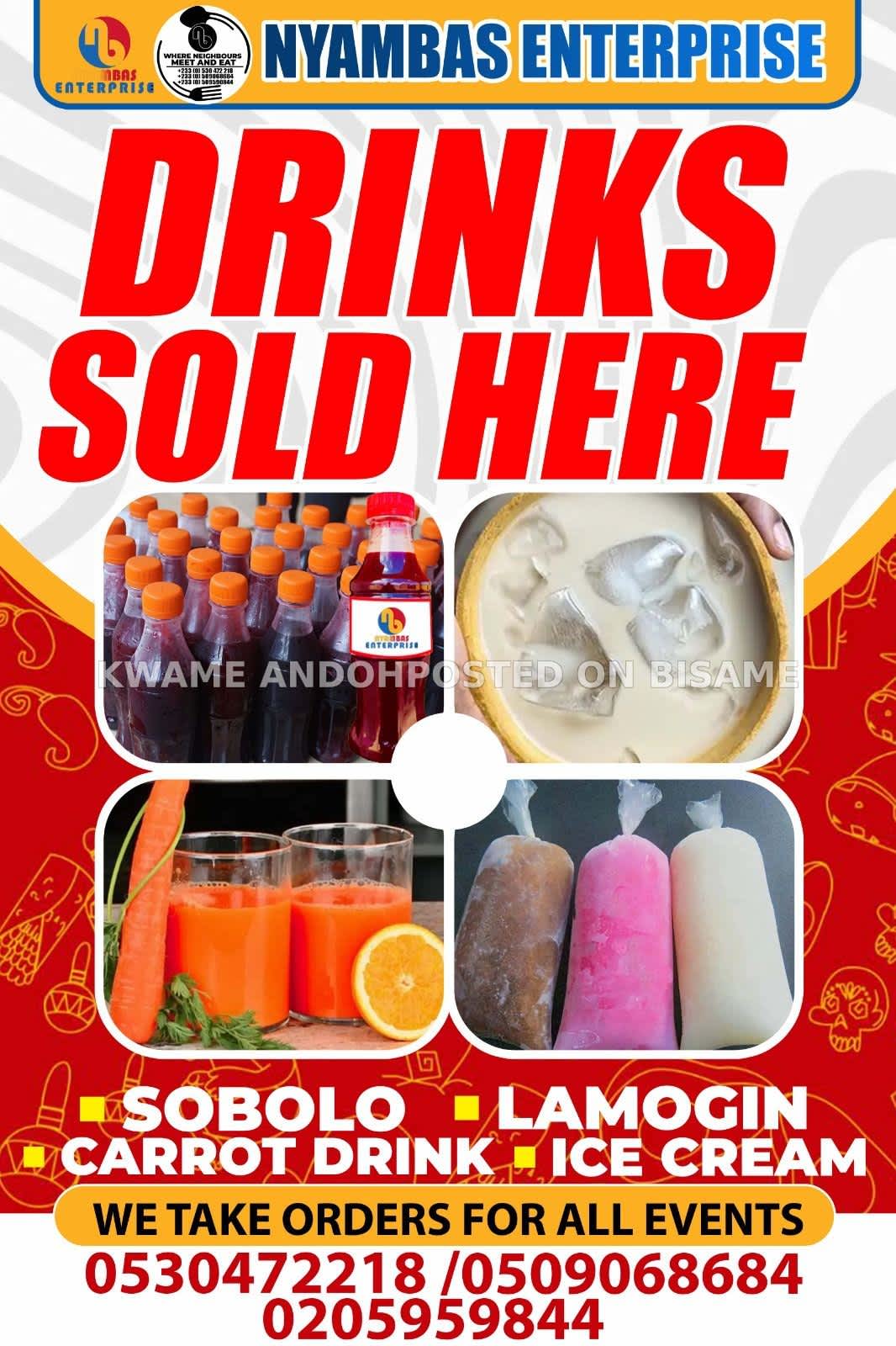 Drinks - Sobolo, Lamogin, Carrot Juice, Ice Cream, Local Drinks 