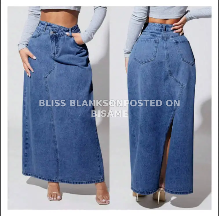 Assymetrical Denim Midi Jeans Skirt