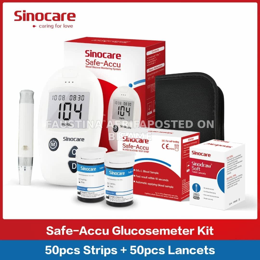 Glucometer + 50strips + 50lancets/Sugar machine (Sinocare Safe Accu)