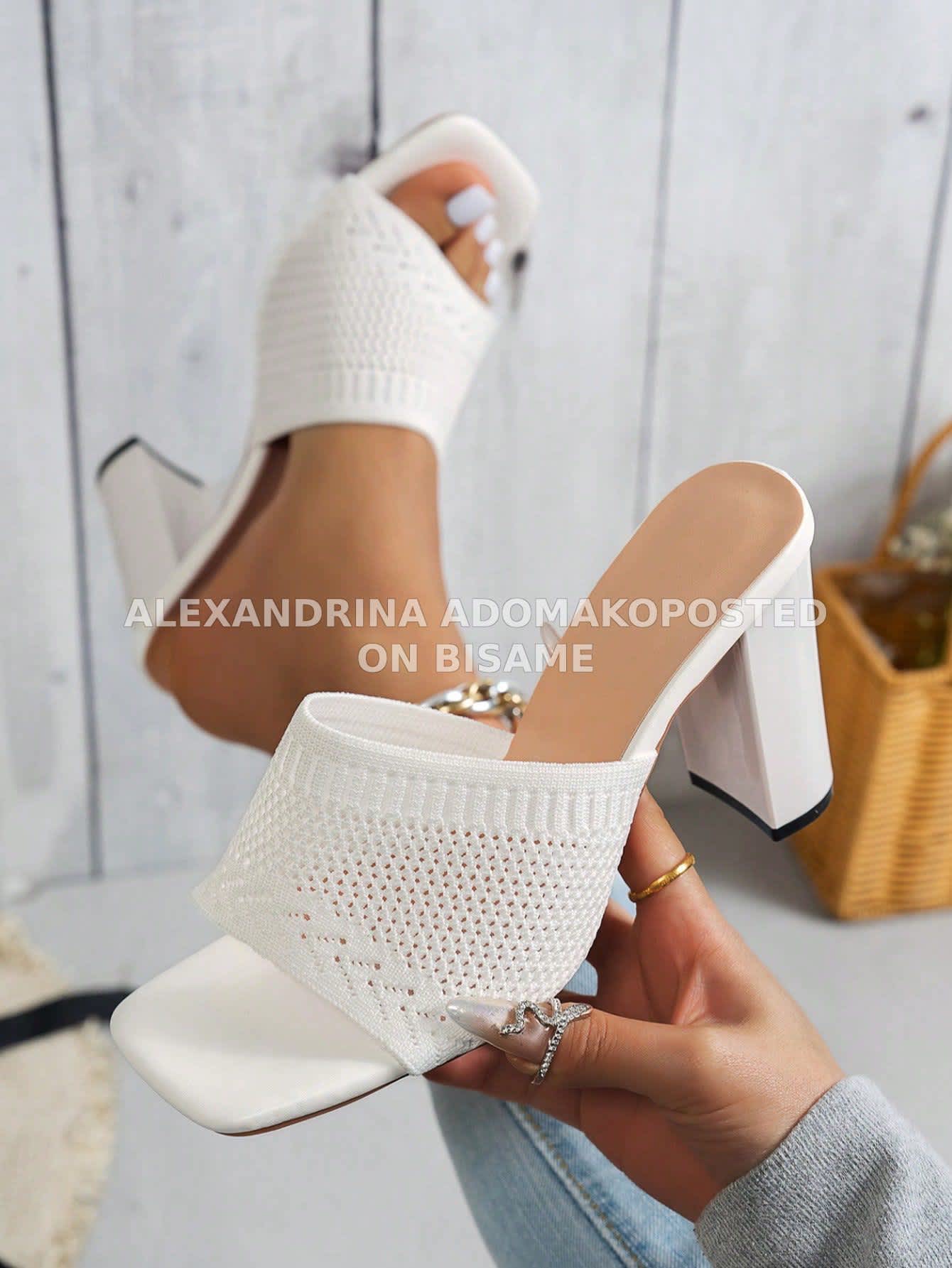 Chunky Heel Knit Sandals 