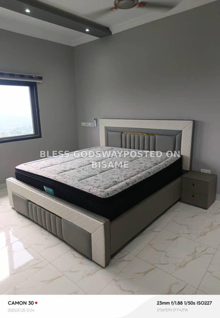 Queen size bed frame with side drawers