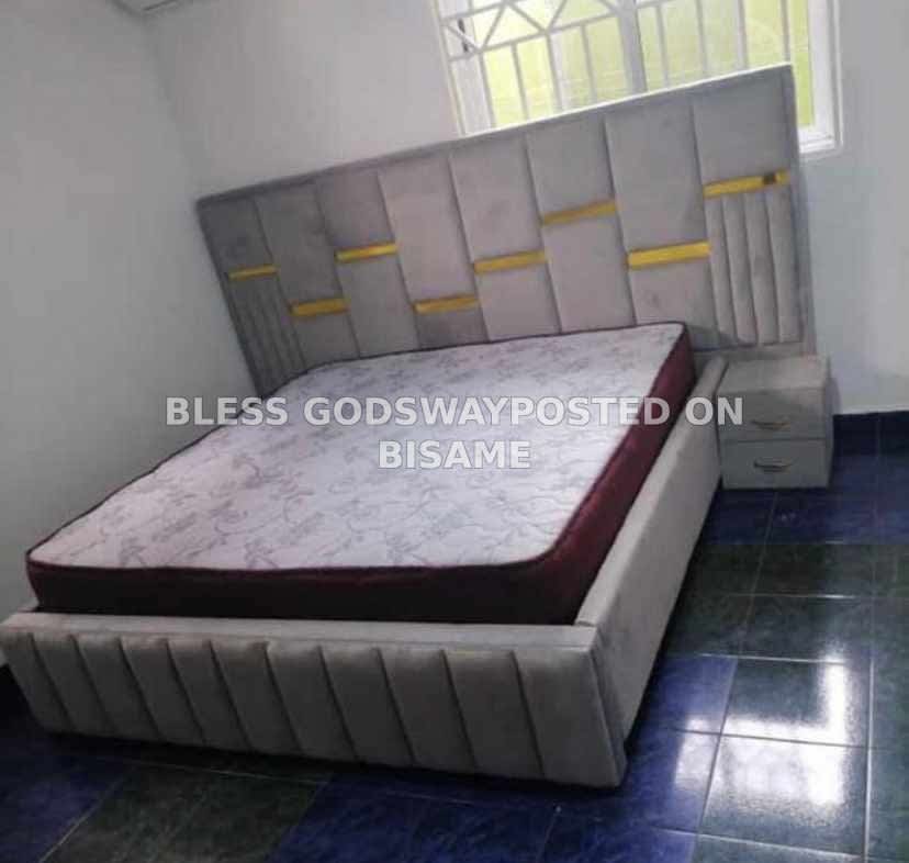 Queen size bed frame with side drawers
