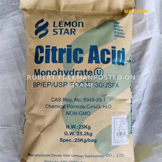 25kg bag of Lemon Star Citric Acid Monohydrate