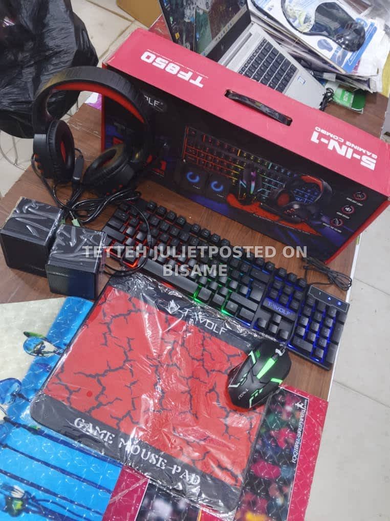 5in1 Wired Gaming Keyboard and Mouse, Mouse Pad,Speaker