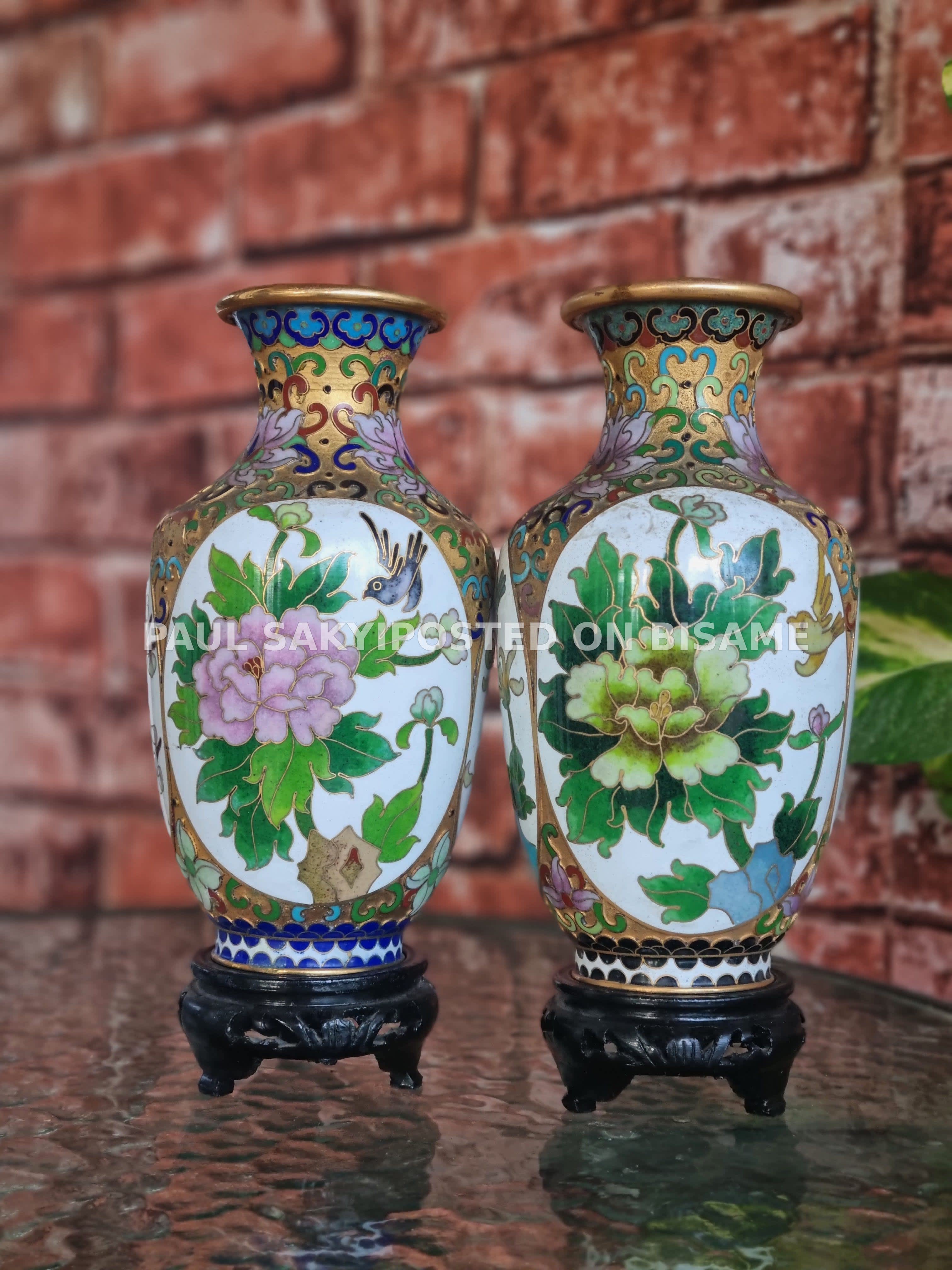 2 Vintage Chinese Cloisonné Vases