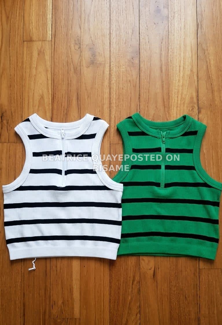 Ladies knitted striped sleeveless vest top