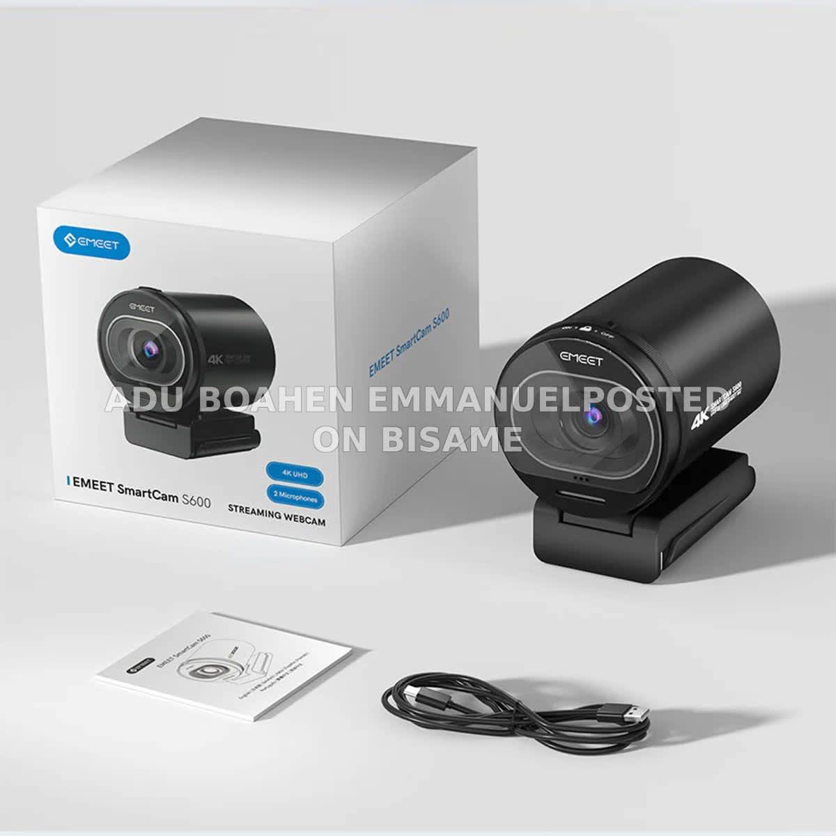 Emeet s600 4k webcam, auto focus, active noise reduction