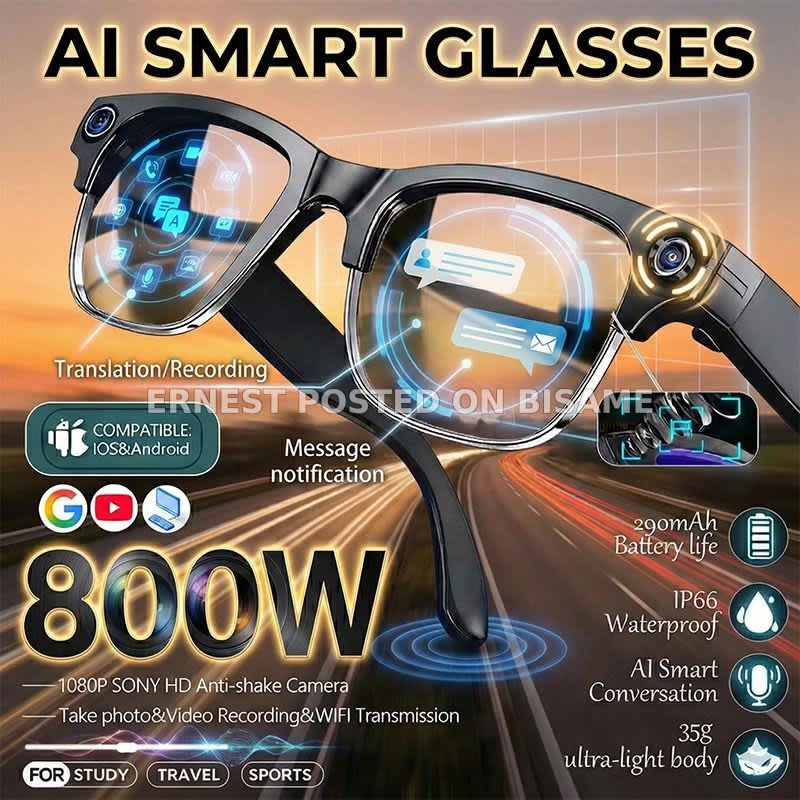 Smart Glasses With Camera Video Recording AI Photo Recognition