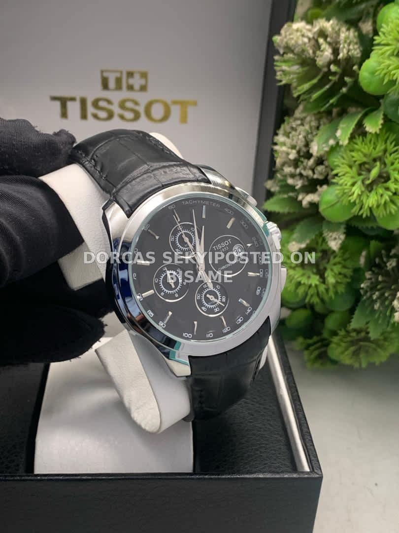 Tissot Chronograph Black Leather Watch for Men – Classic Gift for Him
