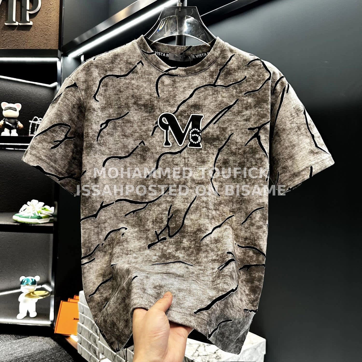 American Luxury Round Neck Short Sleeve T-Shirt & American Retro Oil Painting Sweater, Thickened Loose Style Coat