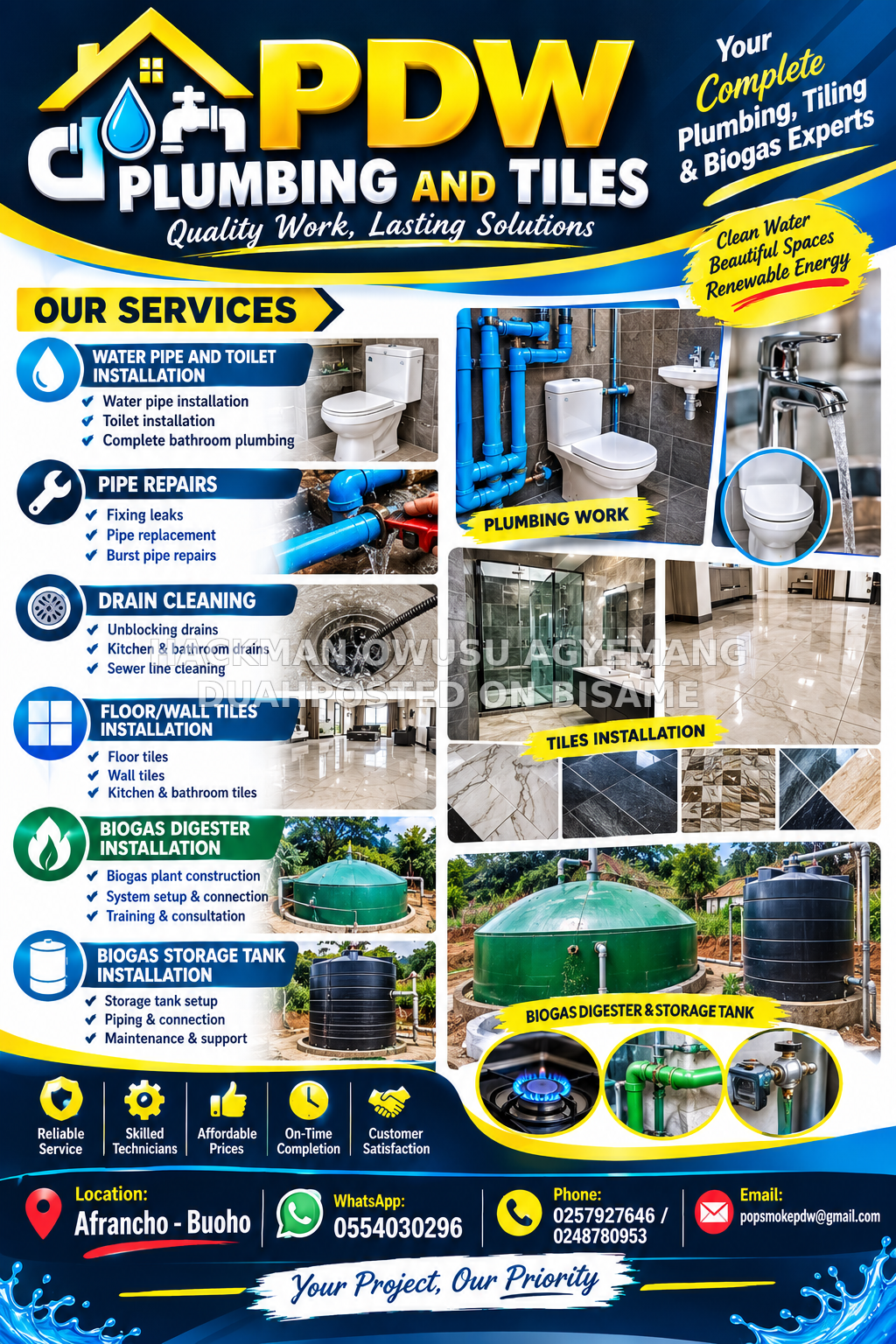 PDW Plumbing and Tiles Work