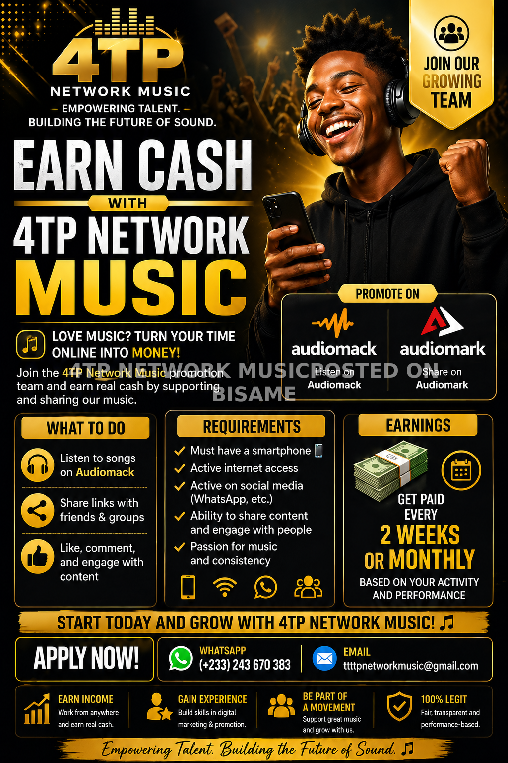 EARN CASH DAILY FOR PROMOTIONS.