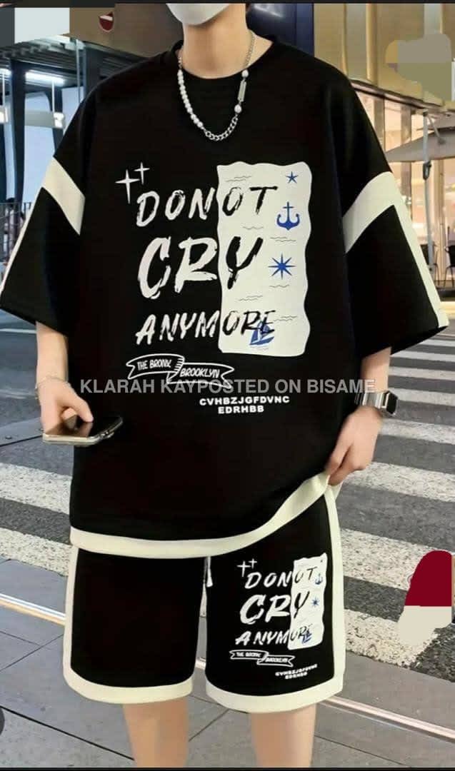 two-piece oversize T-shirt and shorts.