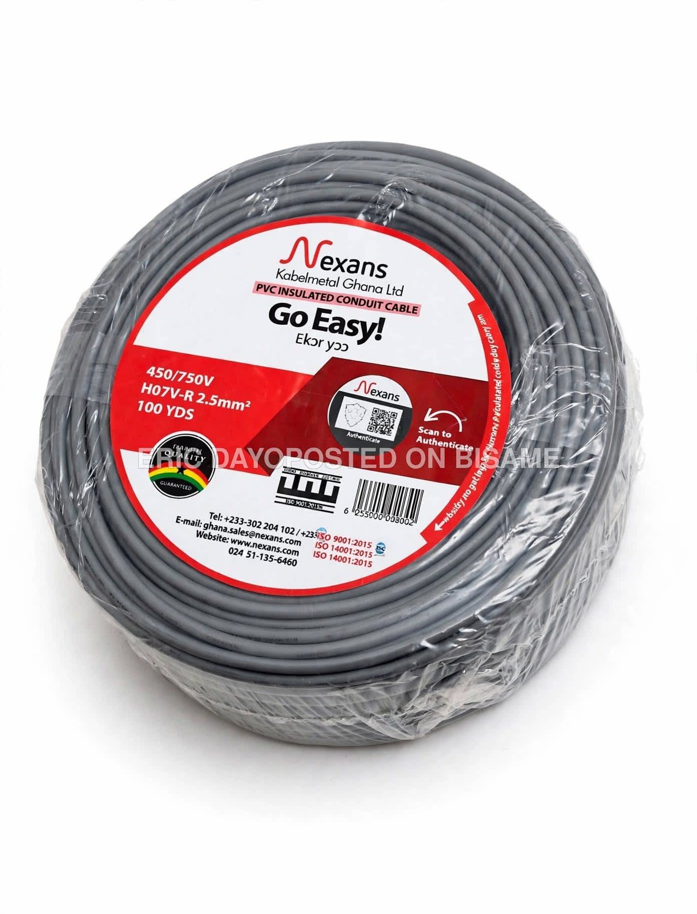 Original Nexans Kabelmetal Go Easy! 2.5mm² x 100 Yards Single Core PVC Conduit Cable 450/750V - 100% Copper - Made in Ghana
