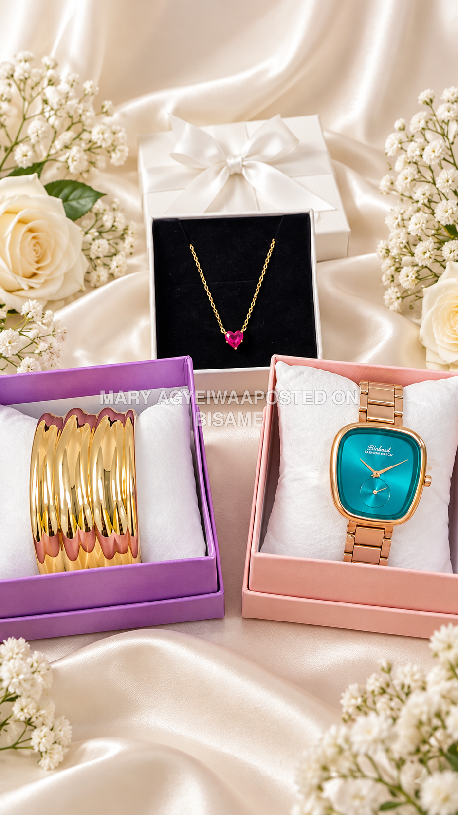 Ladies’ 3-Piece Gift Set – Watch, Necklace & Bangles