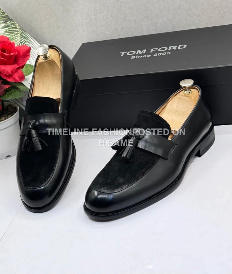Quality Tom Ford Suede Leather Ring my Bell Men's Shoes Black