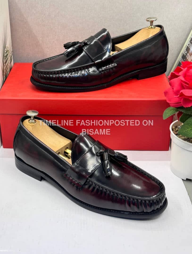 Salvatore Ferragamo Executive Men's Wine Colour Ring Bell Shoes