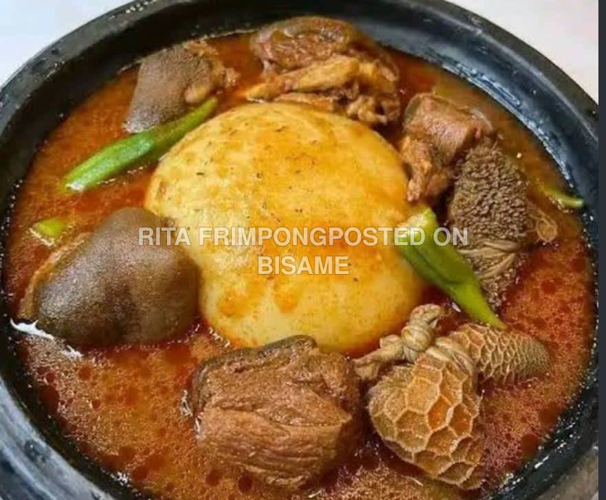 Fufu with Goat salmon chicken light soup
