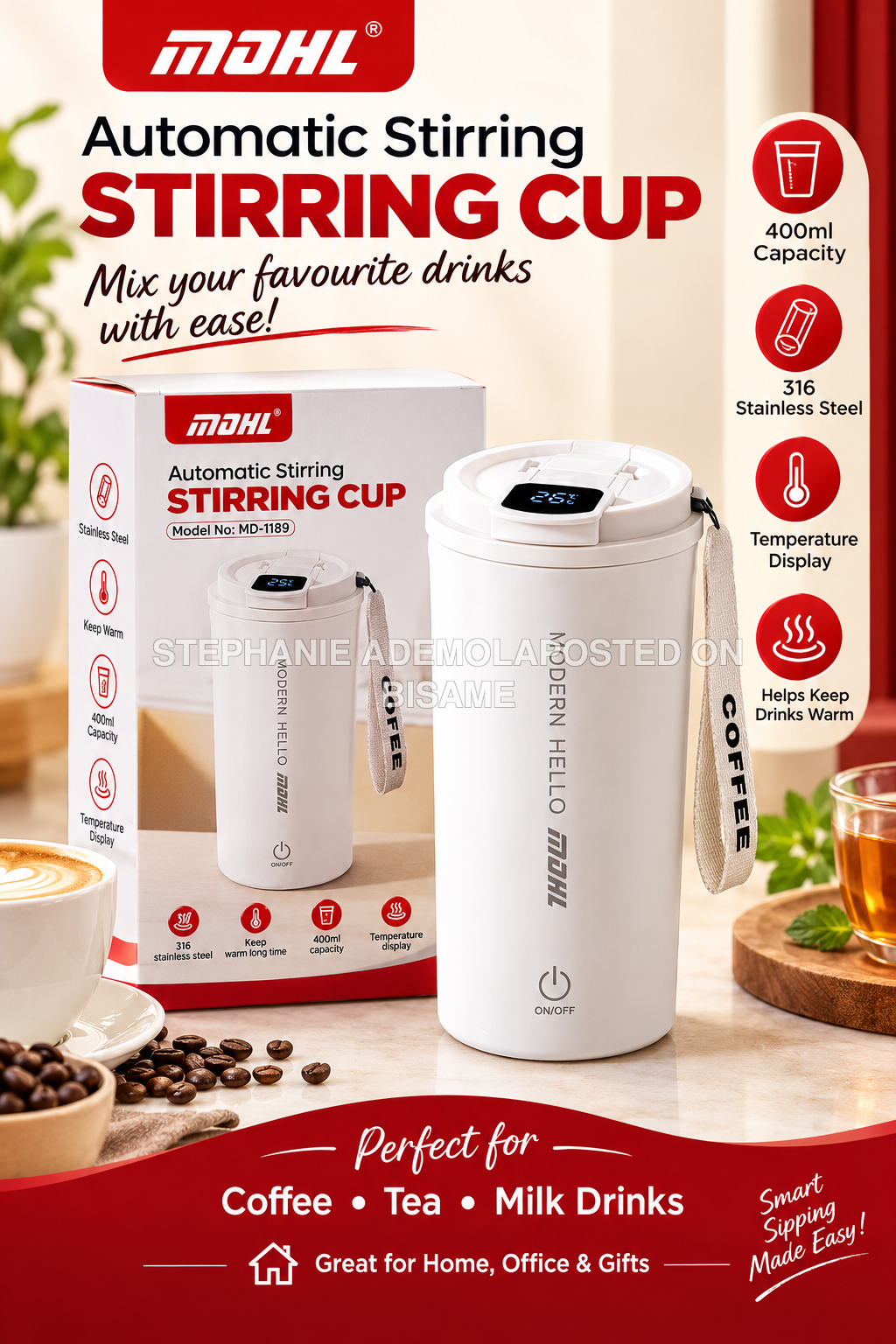 Automatic stirring cup