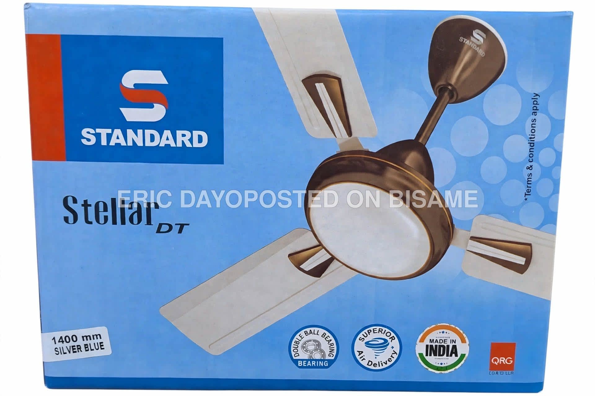 STANDARD Stellar DT 1400mm (56 Inch) Ceiling Fan - Silver Blue | Double Ball Bearing | High Speed & Superior Air Delivery