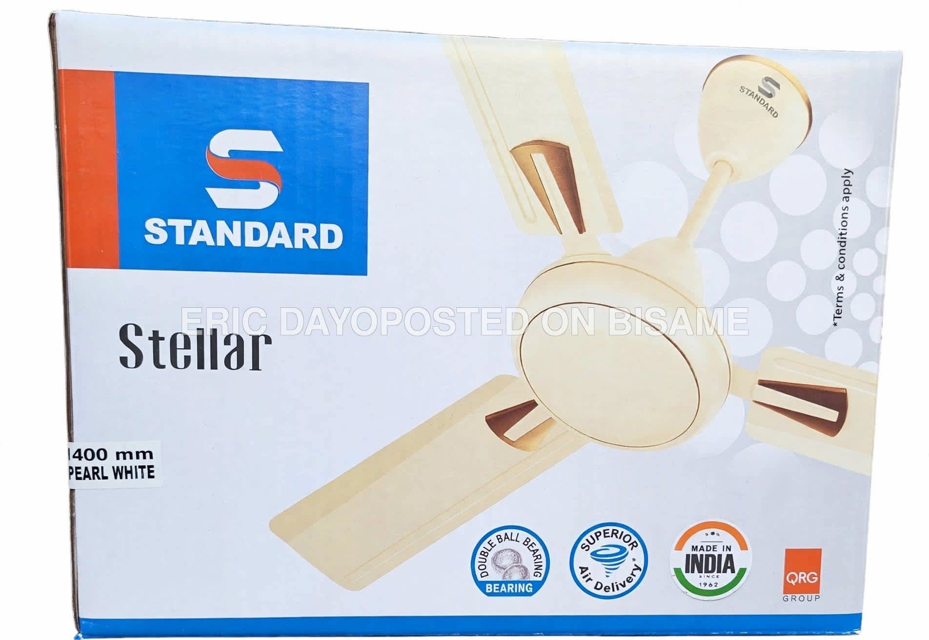 Standard Stellar 1400mm (56 Inch) Pearl White Ceiling Fan - Double Ball Bearing