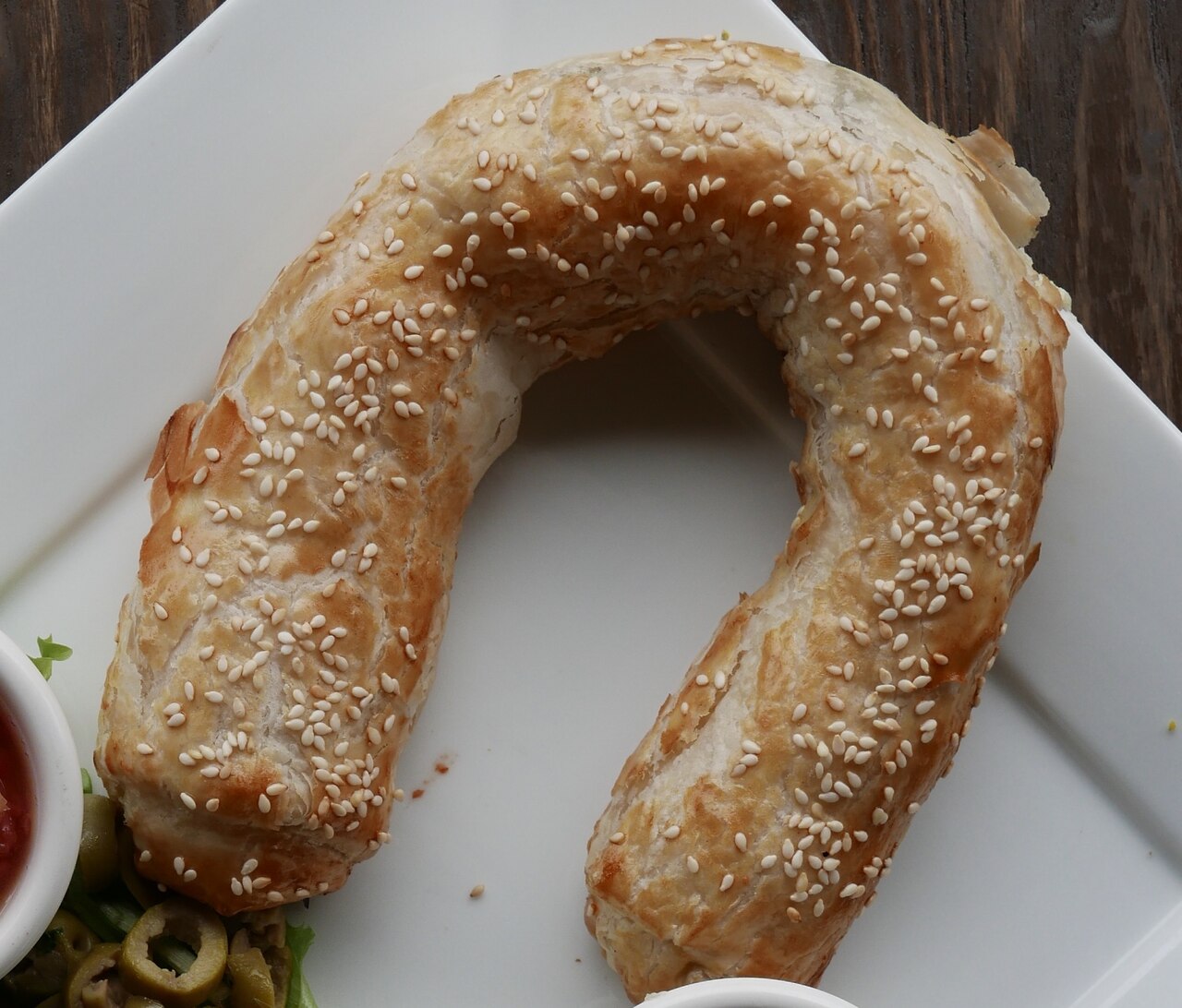 Ziva (Yemenite Cheese-Filled Puff Pastry with Grated Tomato and Zhug)