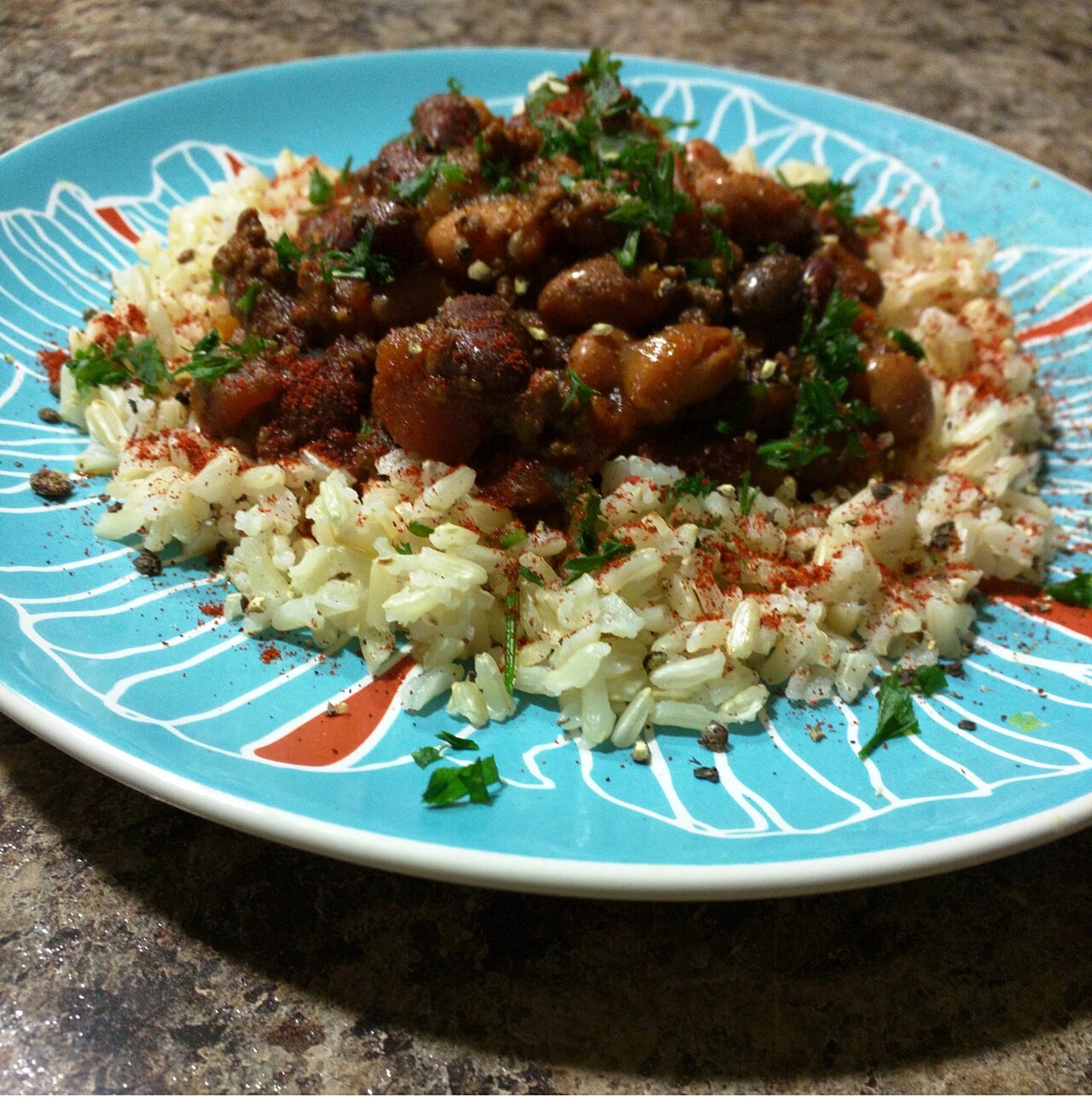 Orez Shu'it (Jerusalem White Beans in Tomato Sauce over Rice)