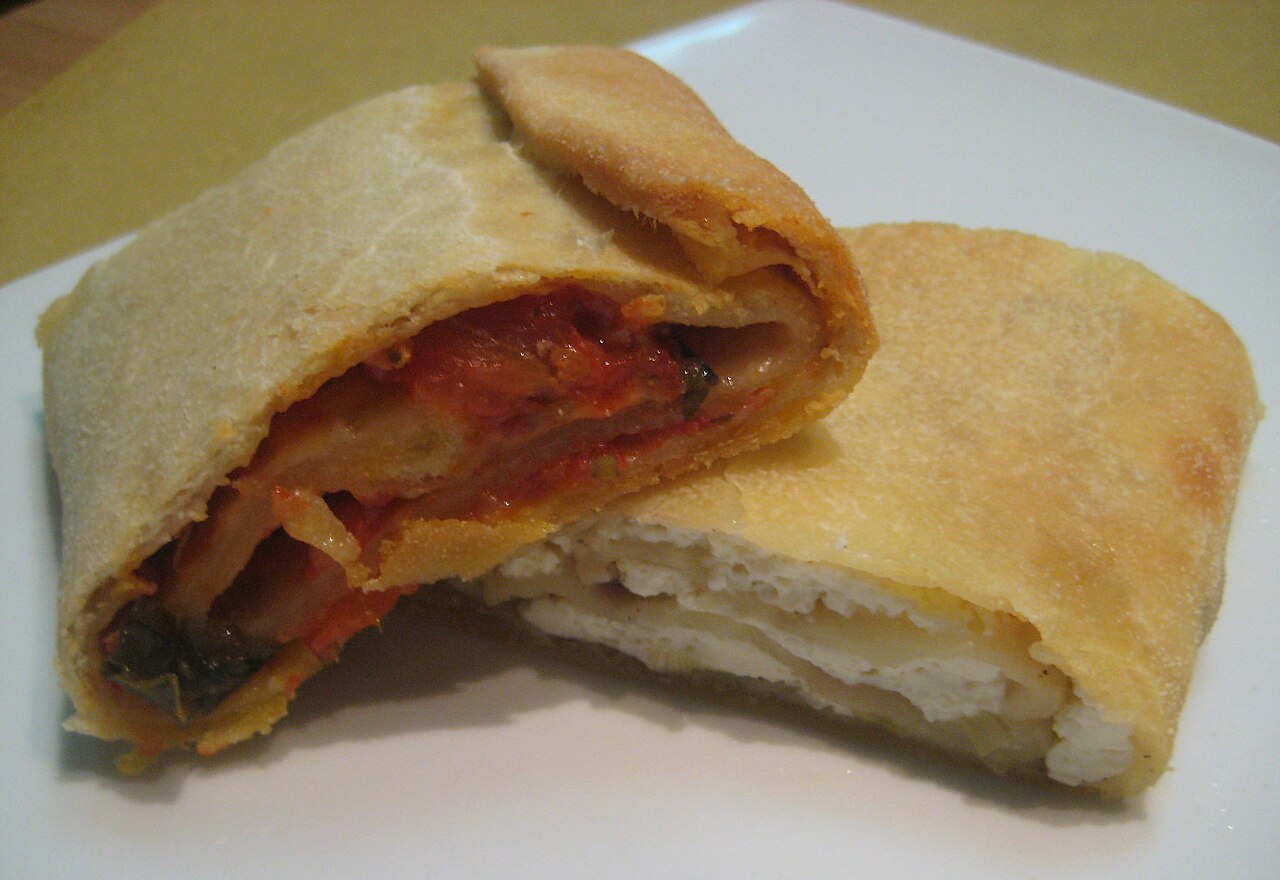 Scaccia Ragusana (Layered Flatbread Filled with Tomato Sauce and Ricotta)