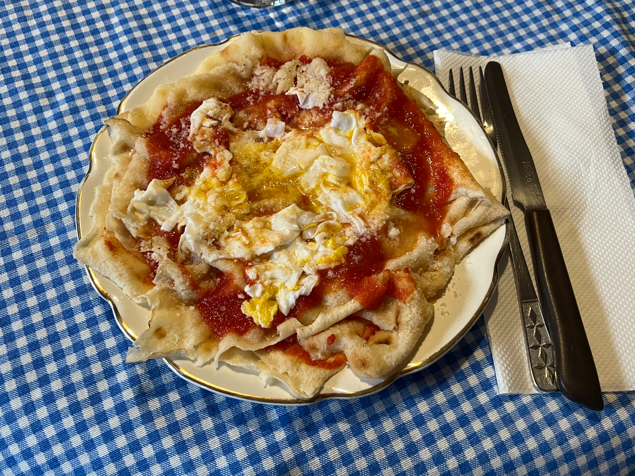 Pane Frattau (Sardinian Flatbread with Tomato, Pecorino and Poached Egg)