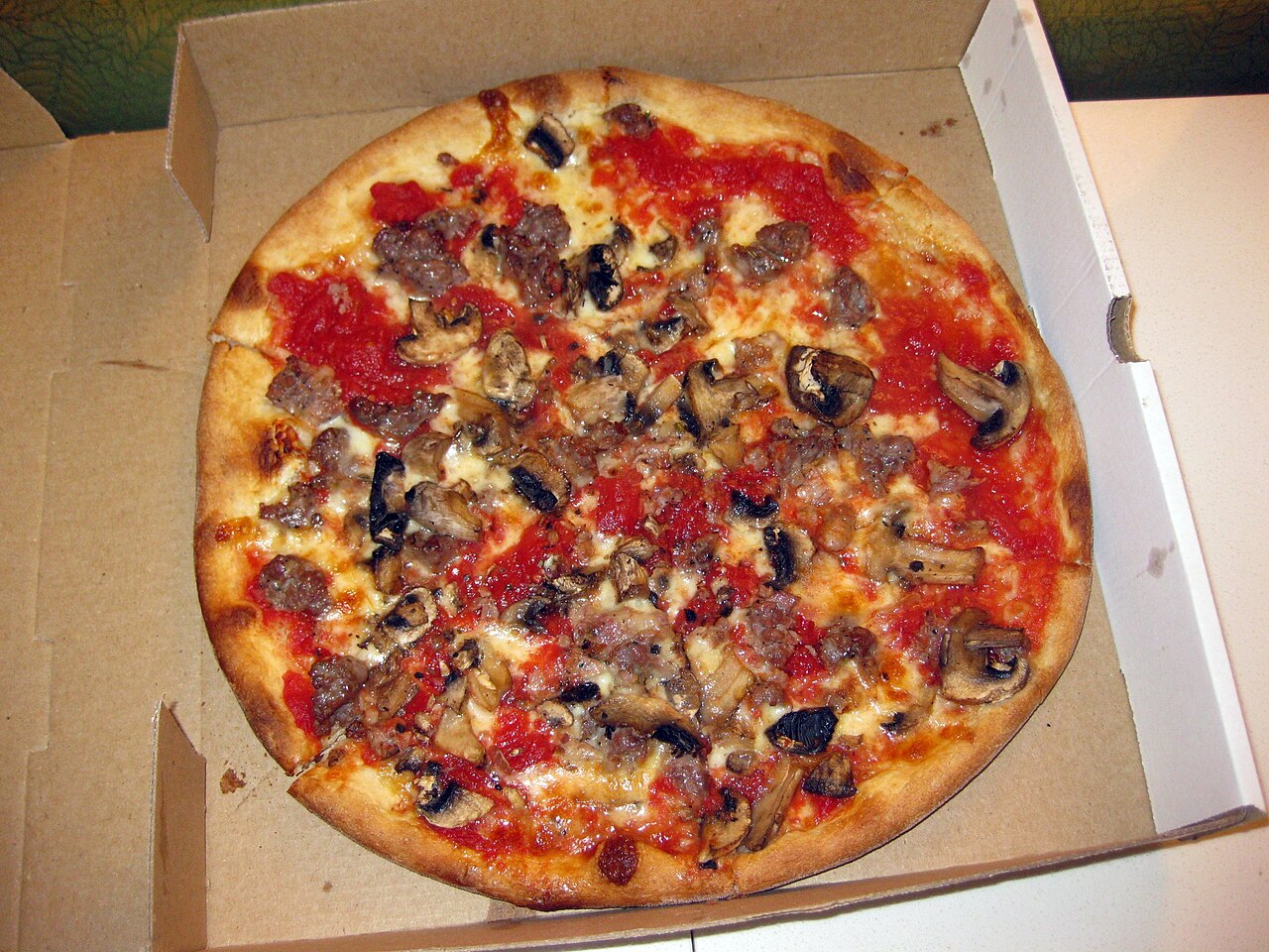 Trenton Tomato Pie with Sausage and Mushrooms