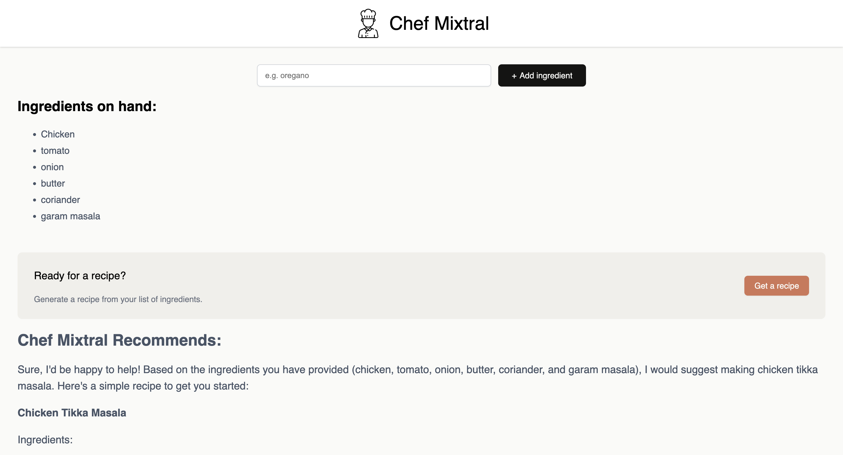 Chef Mixtral Screenshot