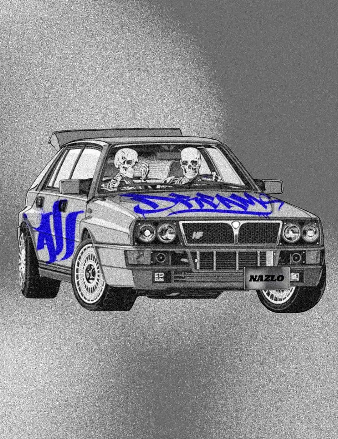 nazlo sticker – skeleton_car