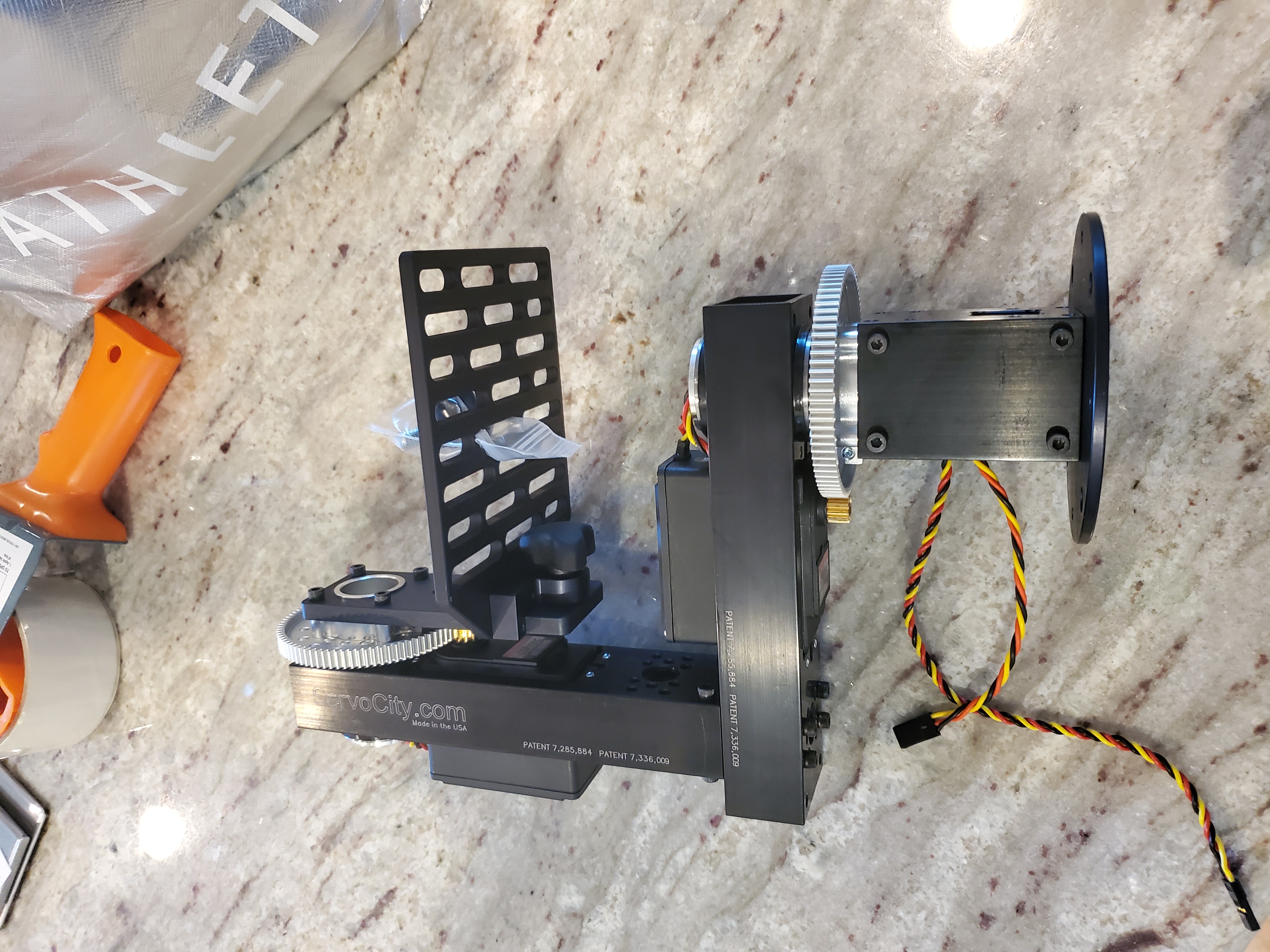 Pan/tilt mechanism from ServoCity