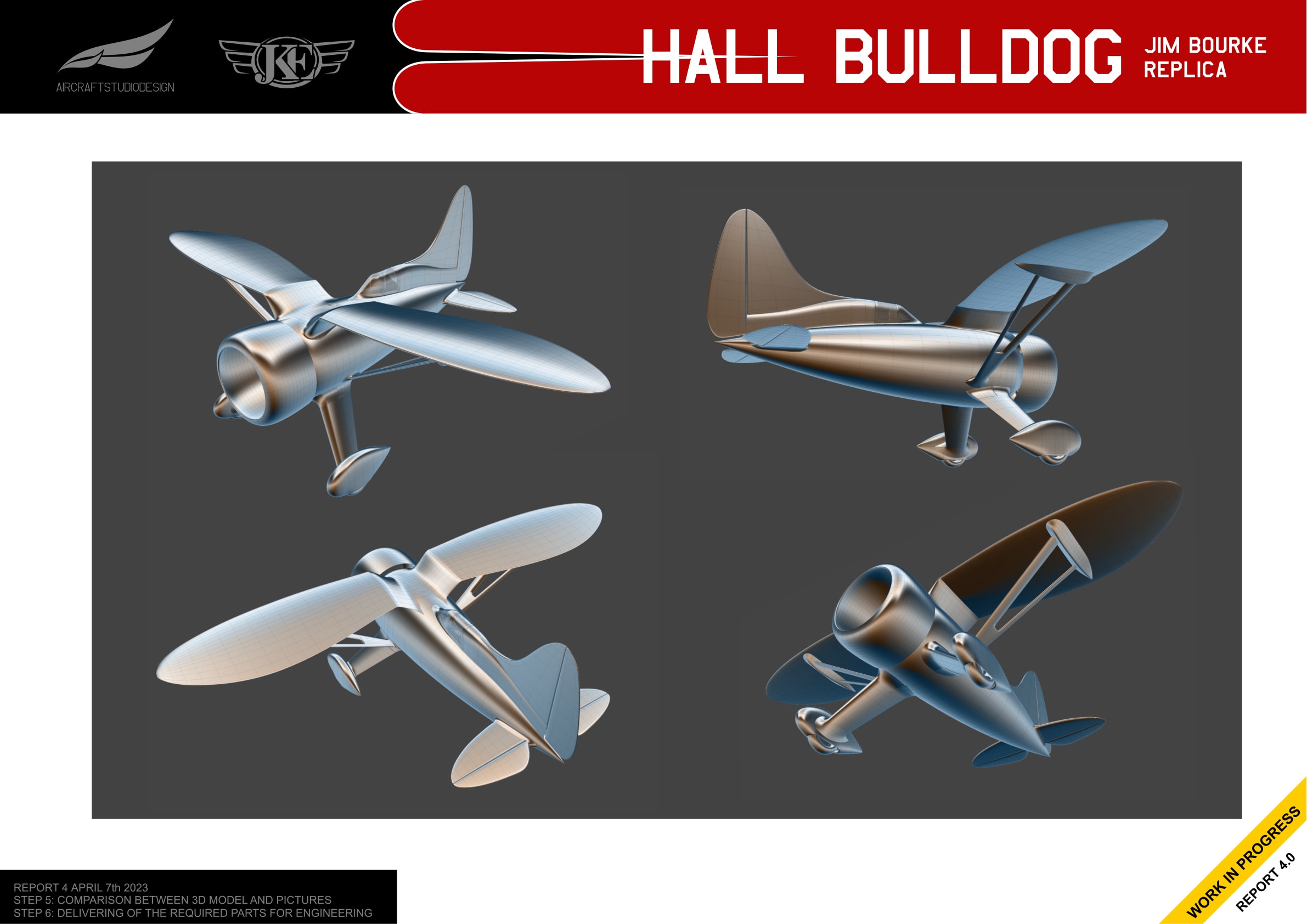 Four views of the 3D model