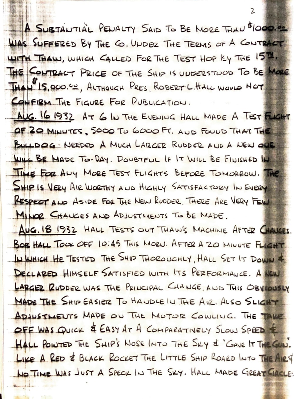 Premo Galletti notes page 2 - August 16-18, 1932