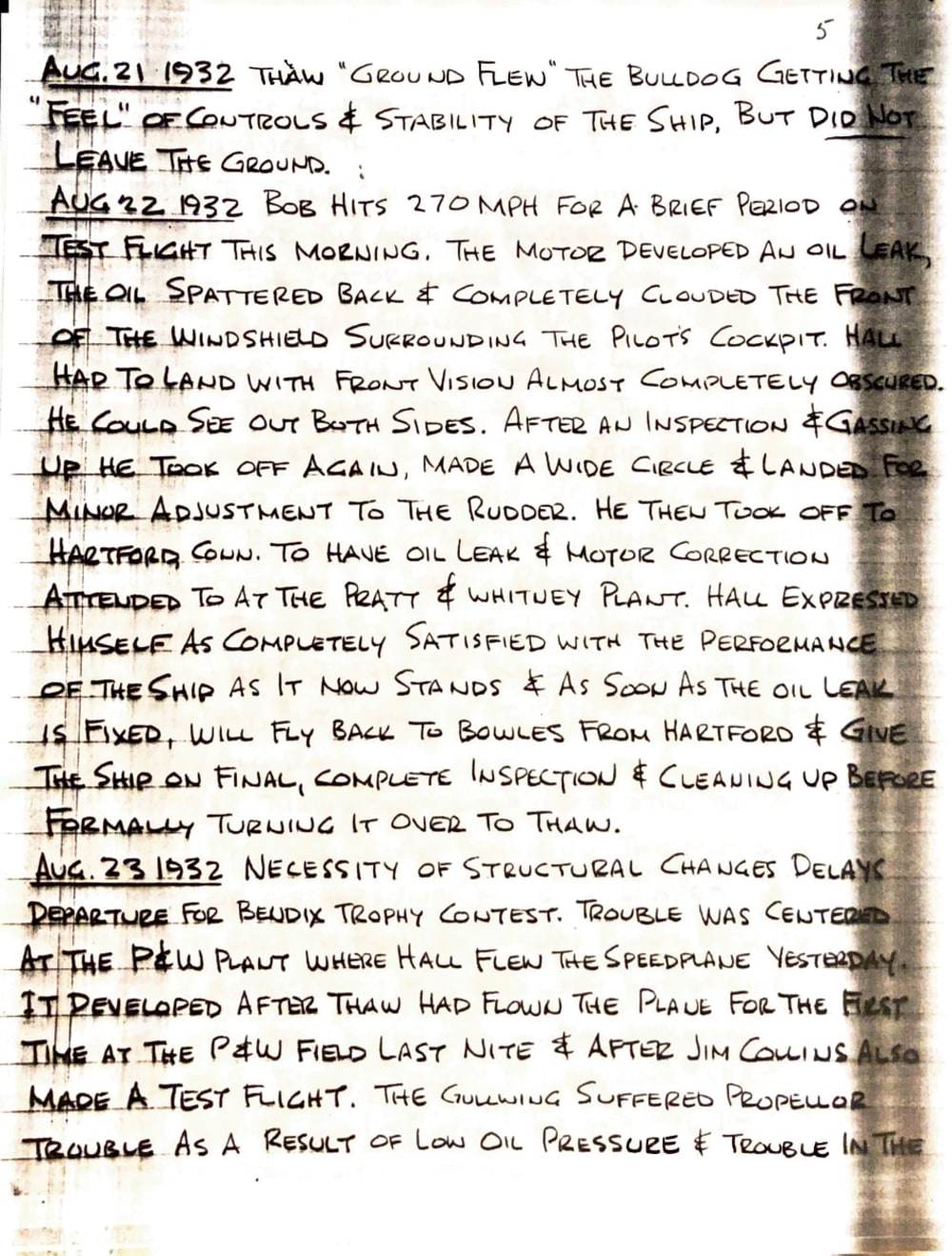 Premo Galletti notes page 5 - August 21-22, 1932
