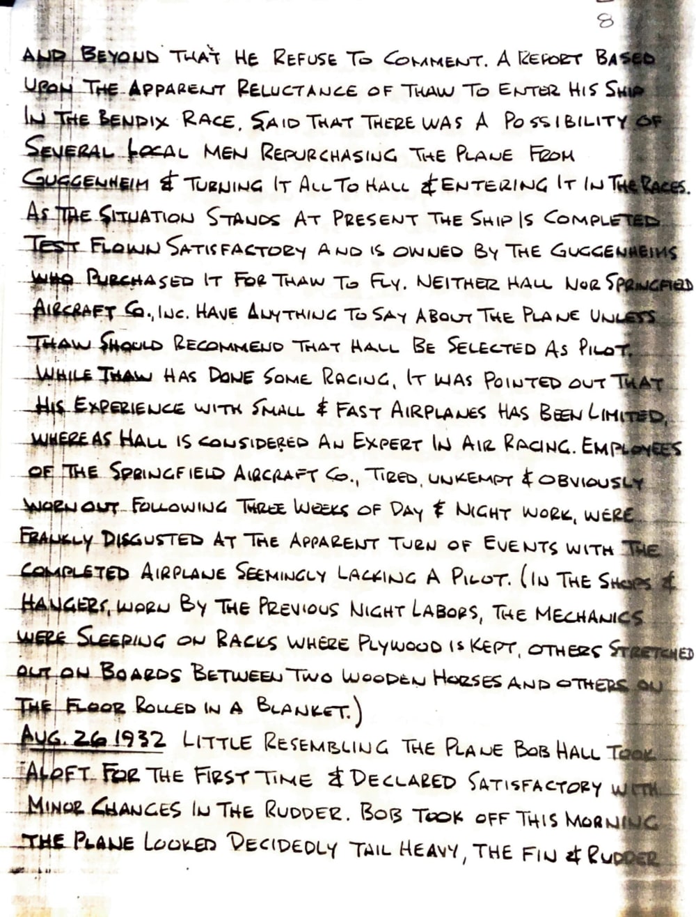 Premo Galletti notes page 8 - August 25, 1932