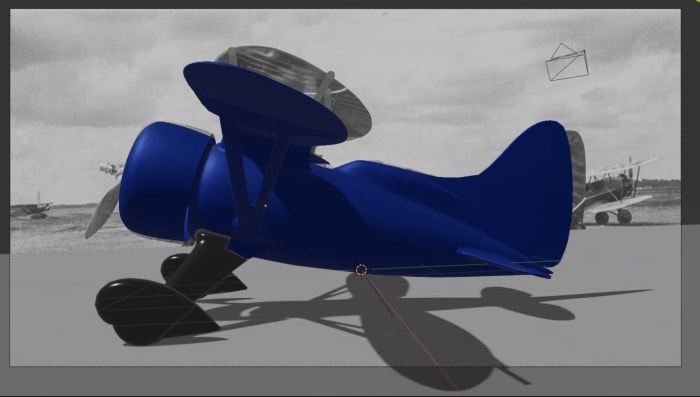Steve Kerka 3D model showing wing shadow that does not match the period photograph