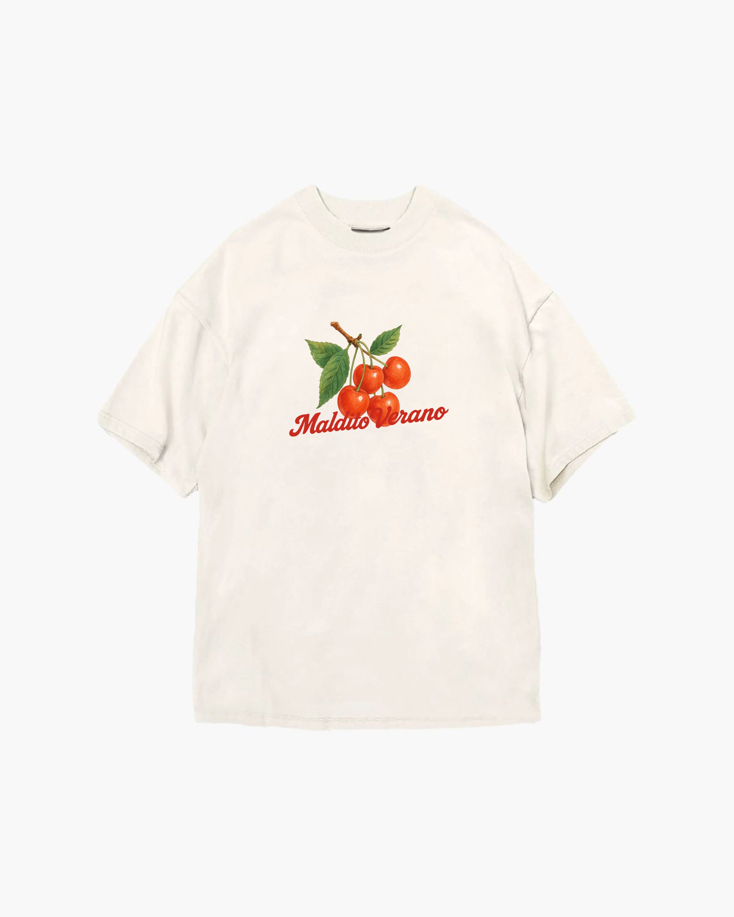 Remera Cherry Summer Blanco Crema