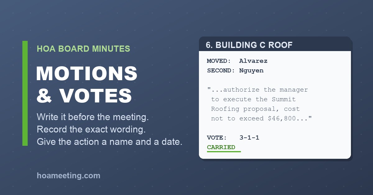 How to Record a Motion and Vote in HOA Board Minutes