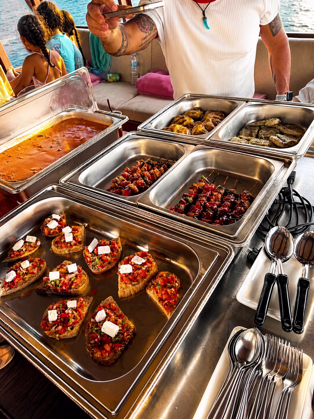 Fresh Thai buffet served on board