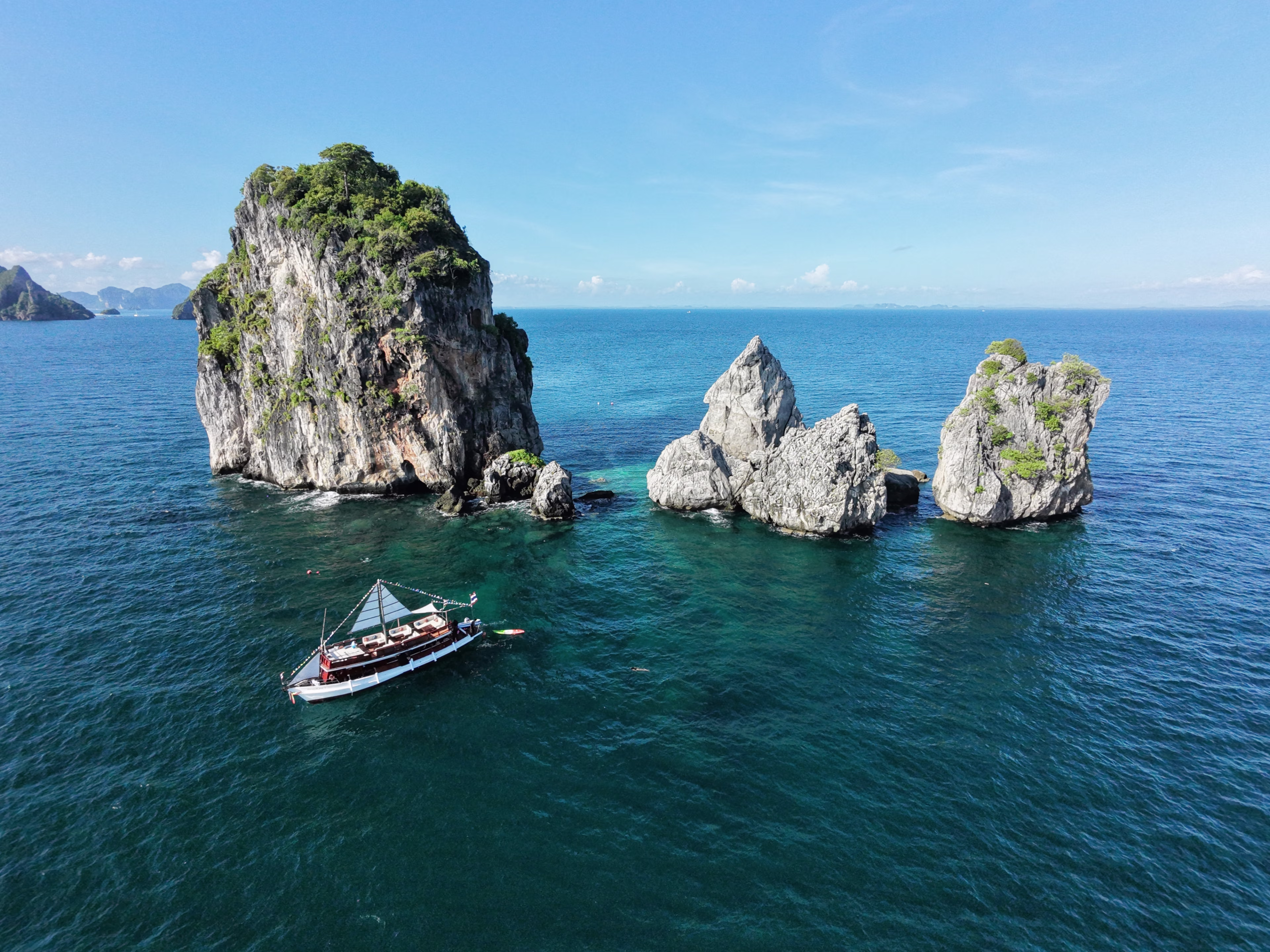 Bamboo Sunset Cruise exploring limestone islands and clear water in Krabi