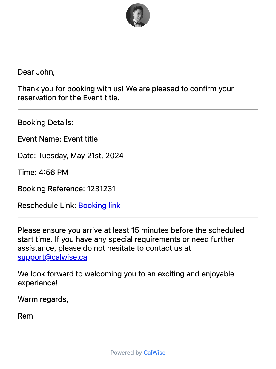 Booking Confirmation