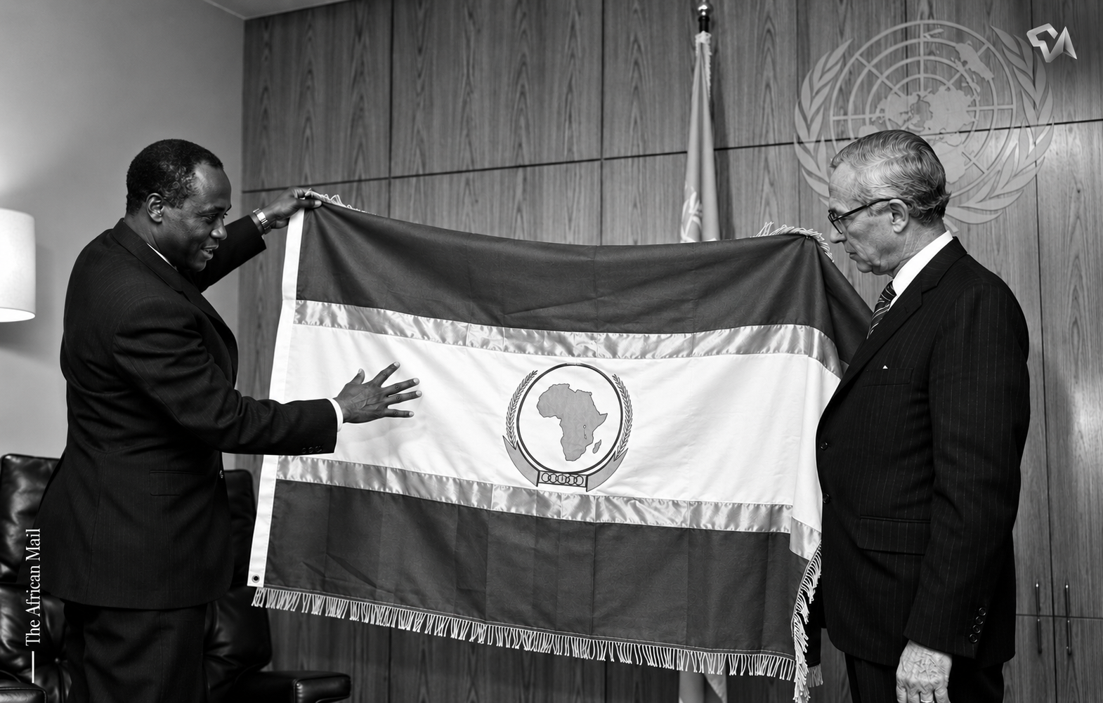 Diallo Telli presenting the OAU flag to the UN secretary general on 26th October 1970. ChatGPT Image Sep 28, 2026, 12_56_55 PM
