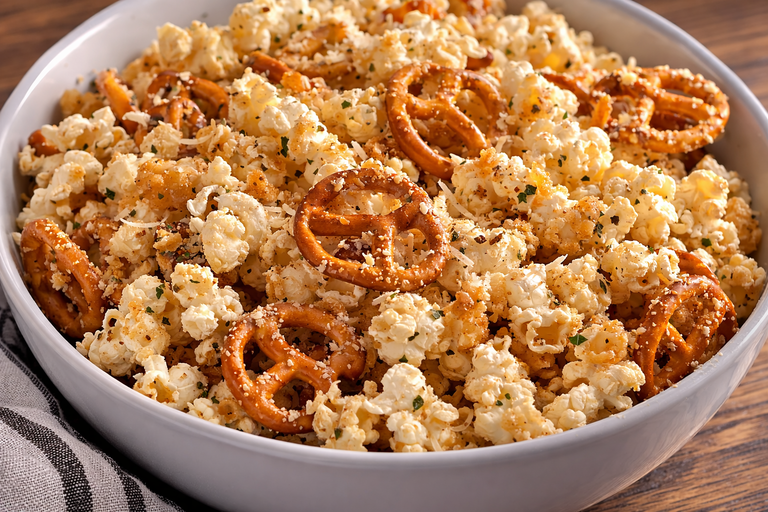 Crunchy Parmesan Popcorn Mix